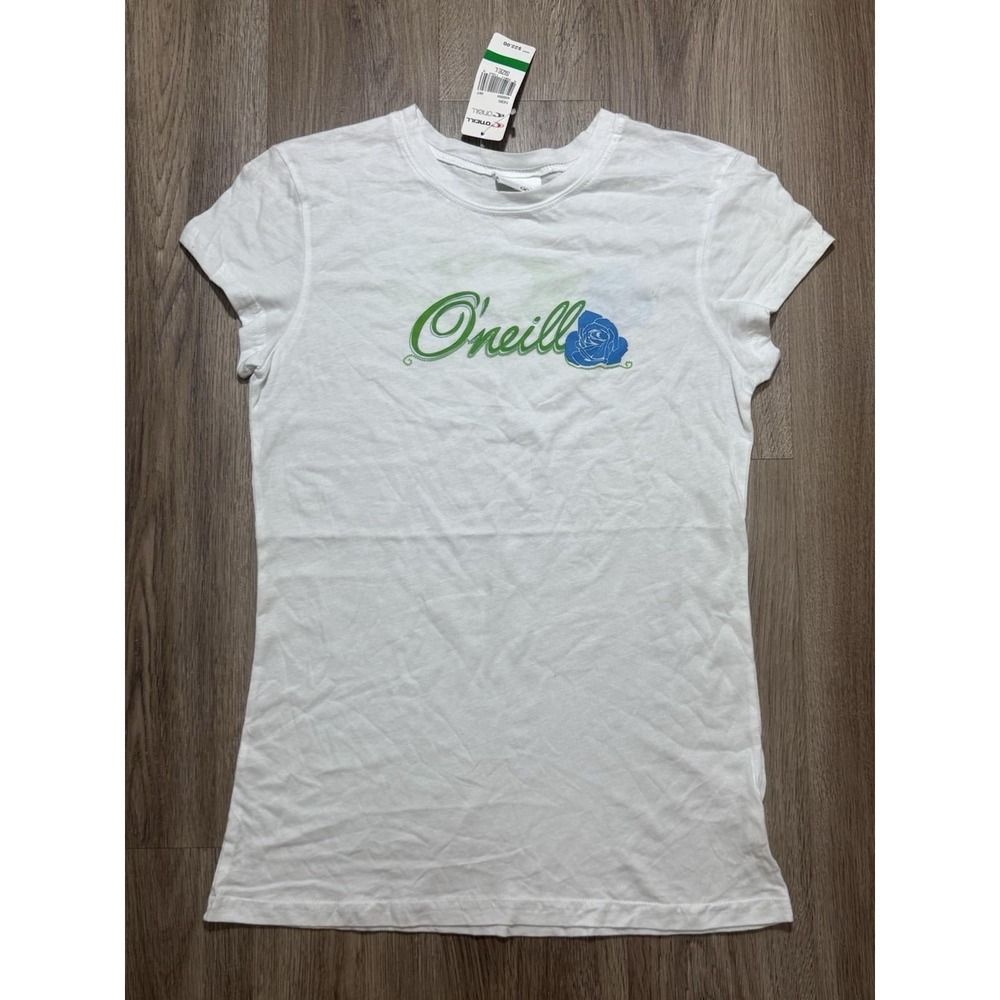 Y2K O'Neill White Flower Women T Shirt Size L